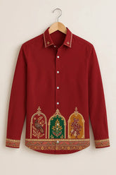 Red Ethnic Art Printed Shirt