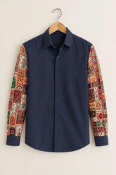 Heritage Patchwork Navy Blue Shirt