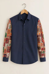 Heritage Patchwork Navy Blue Shirt