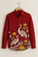 Crane & Lotus Printed Full Sleeve Shirt