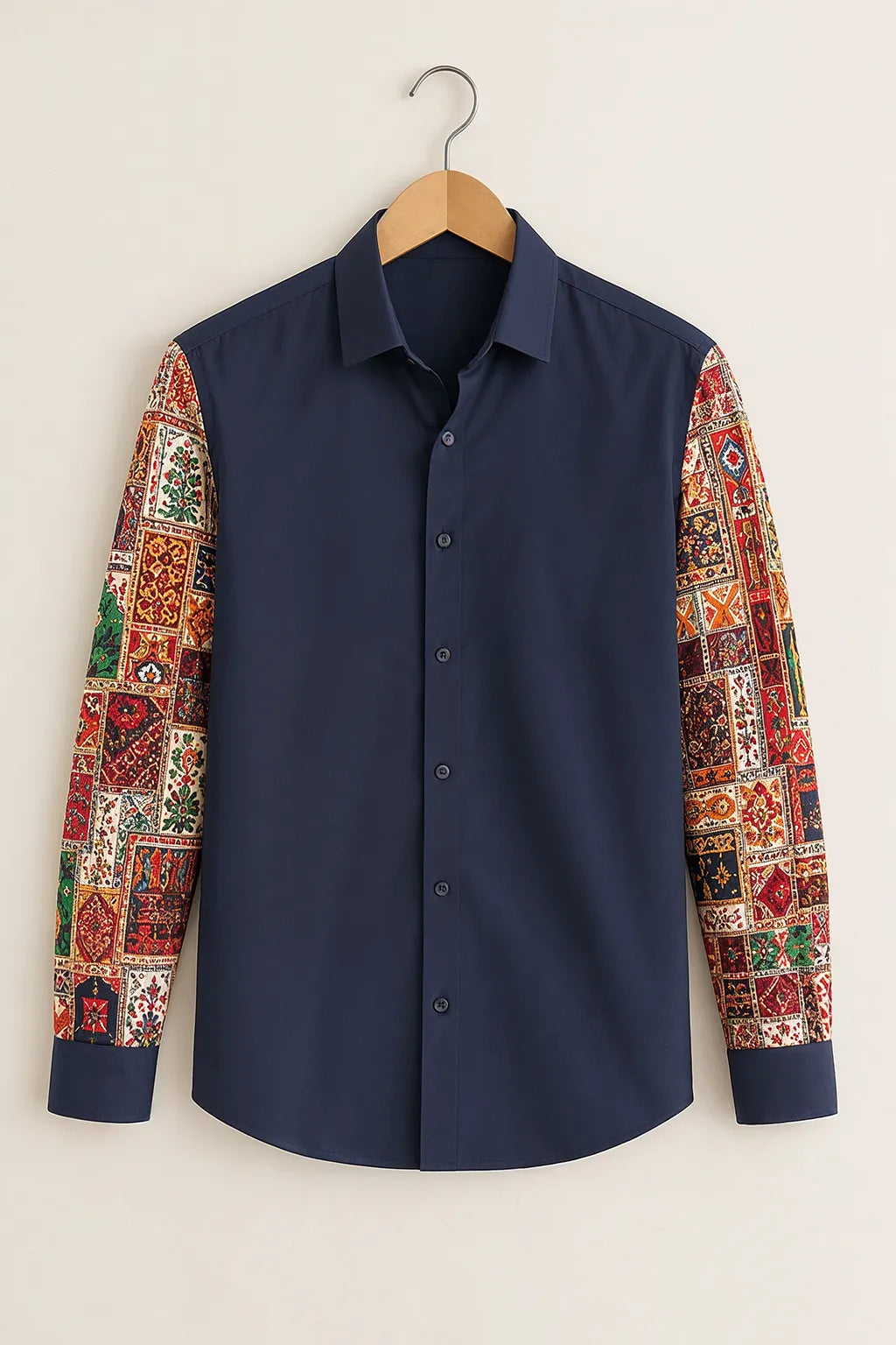 Heritage Patchwork Navy Blue Shirt