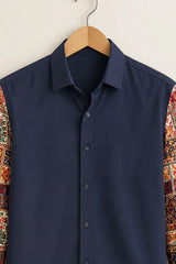 Heritage Patchwork Navy Blue Shirt