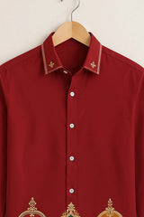 Red Ethnic Art Printed Shirt