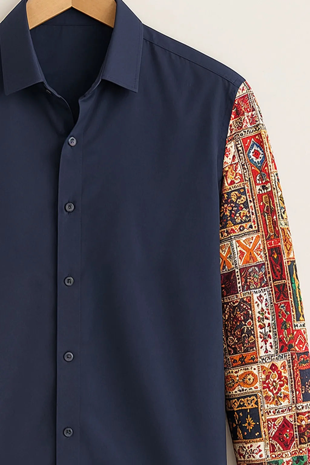 Heritage Patchwork Navy Blue Shirt