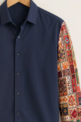 Heritage Patchwork Navy Blue Shirt